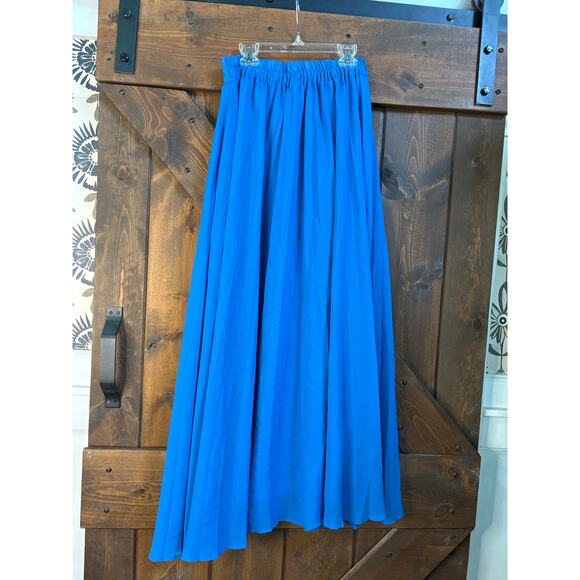 Ebossy womens small blue flowy maxi skirt - Picture 4 of 5